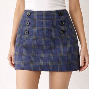 Gap Wool Plaid Button Front Skirt Size 6 Preppy Academia